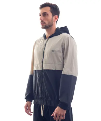 Jaqueta Kayland Windbreaker Bicolor Preto Areia