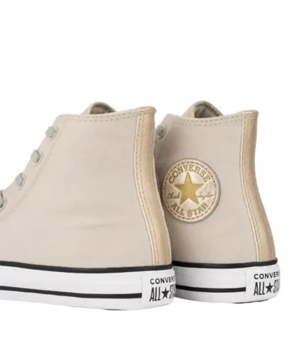 Tênis Converse Chuck Taylor All Star Hi Authentic Glam Bege Claro Ouro Claro