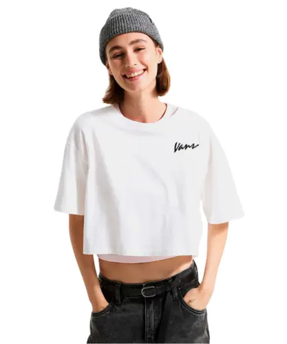 Cropped Vans Baby Tee Classic Script White