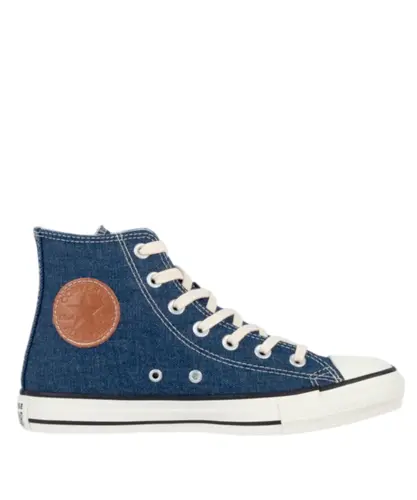 Tênis Converse Chuck Taylor All Star Hi Denim Mood Azul Escuro Bege Mel Amendoa