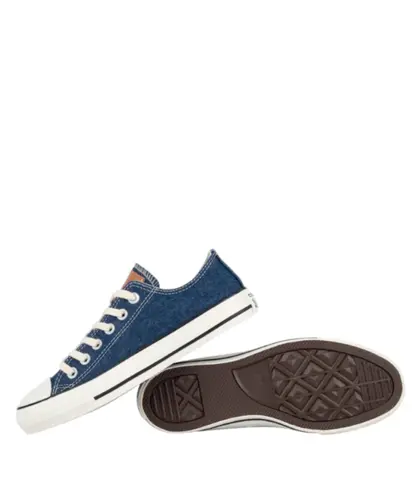 Tênis Converse Chuck Taylor All Star Ox Denim Mood Azul Escuro Bege Mel Amendoa