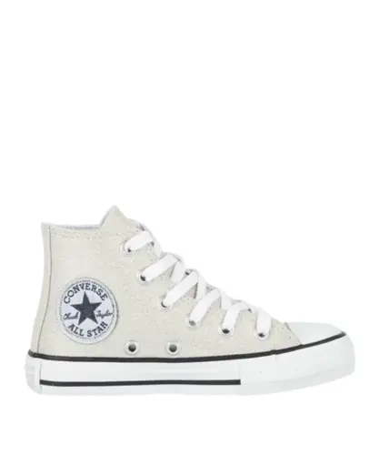 Tênis Converse Kids Chuck Taylor All Star Hi Shine Cinza Gelo Prata Branco