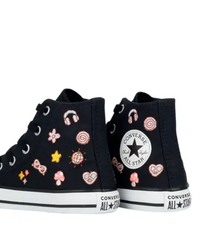 Tênis Converse Kids Chuck Taylor All Star Hi Preto Salmao Fluor Branco