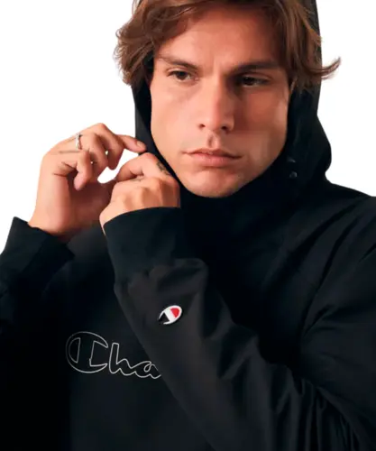 Moletom Champion Active Tech Hoodie Outline Script Logo Preto