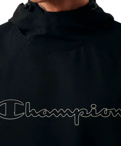 Moletom Champion Active Tech Hoodie Outline Script Logo Preto