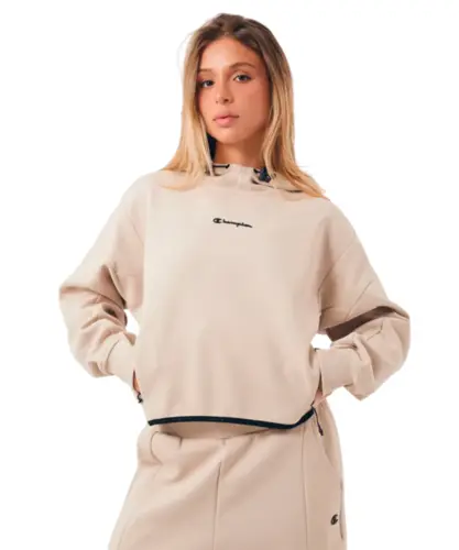 Moletom Champion Active WMNS Tech Hoodie Mini Script Logo Autumn Bege