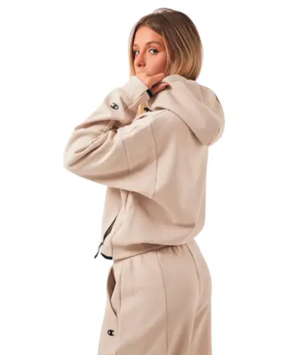 Moletom Champion Active WMNS Tech Hoodie Mini Script Logo Autumn Bege