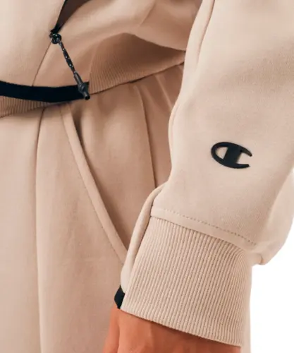 Moletom Champion Active WMNS Tech Hoodie Mini Script Logo Autumn Bege