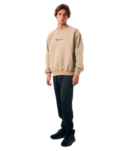 Moletom Champion Active Tech Crewneck Mini Script Logo Dark Khaki
