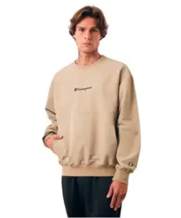 Moletom Champion Active Tech Crewneck Mini Script Logo Dark Khaki