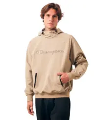 Moletom Champion Tech Hoodie Active Outline Script Logo Dark Khaki