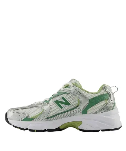 ＂ Tênis New Balance 530 Prata Verde - Tênis New Balance 530 Prata