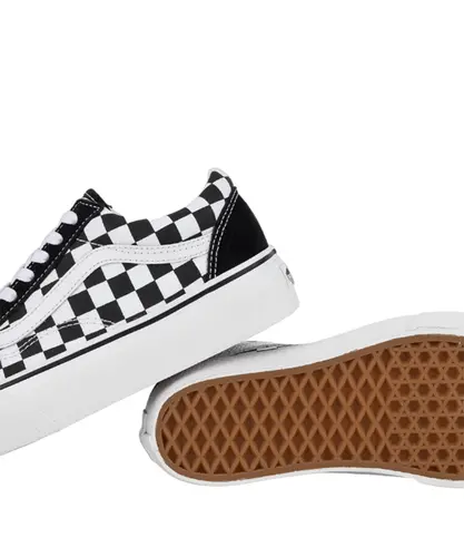 Tênis Vans Old Skool Platform Checkerboard Black True White