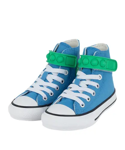 Tênis Converse Kids Chuck Taylor All Star Bubble Strap Hi Azul Verde Vivo