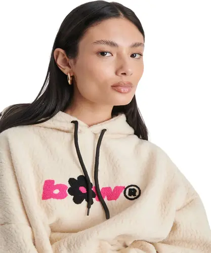 MOLETOM HOODIE CROPPED SHERPA FLOWER