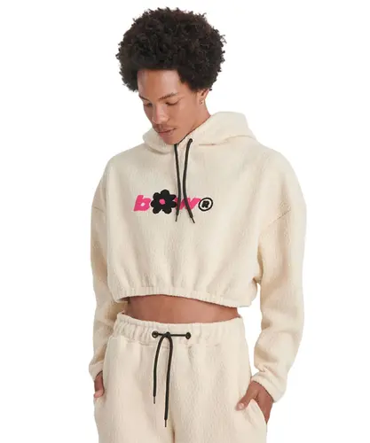MOLETOM HOODIE CROPPED SHERPA FLOWER