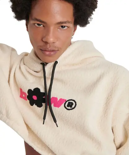 MOLETOM HOODIE CROPPED SHERPA FLOWER