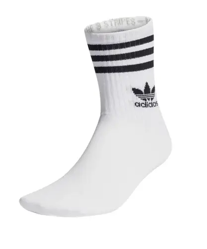 Meias  Adidas Cano Médio 3 Pares Crew Mid Cut - Branco / Preto