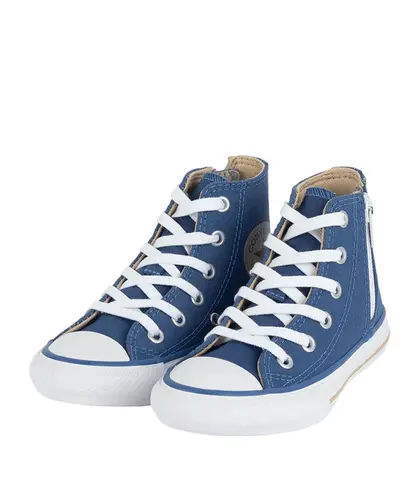 Tênis Converse Kids Chuck Taylor All Star Side Zip Hi Azul Caqui