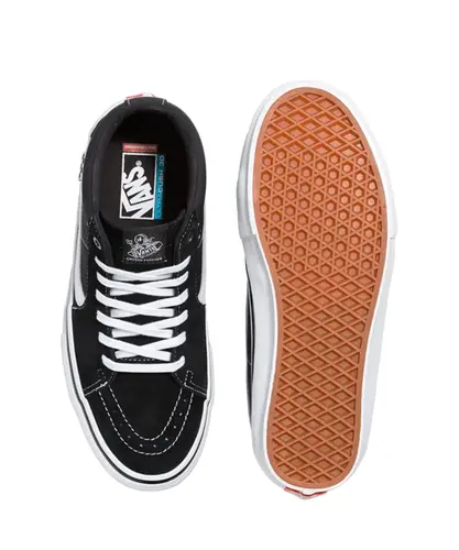 Tênis Vans Skate Grosso Mid Black White Emo Leather