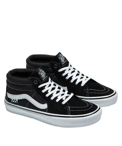 Tênis Skate Grosso Mid Black White Emo Leather - Tênis Vans Skate