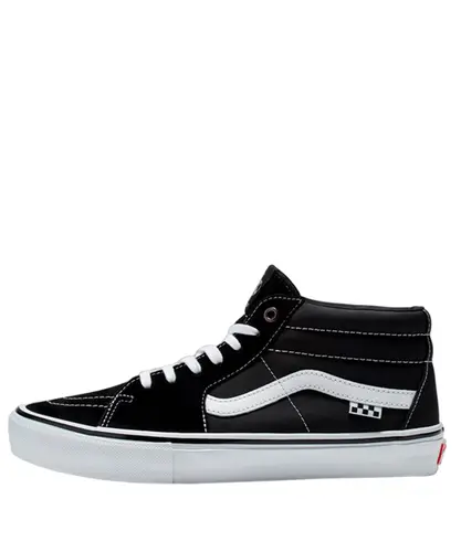 Tênis Vans Skate Grosso Mid Black White Emo Leather