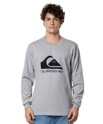 Camiseta Manga Longa Full Logo Quiksilver - Cinza Mescla