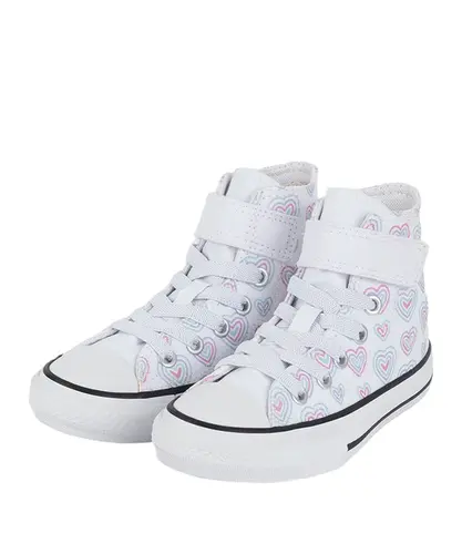 Tênis Converse Kids Chuck Taylor All Star 1V Happy Hearts Branco
