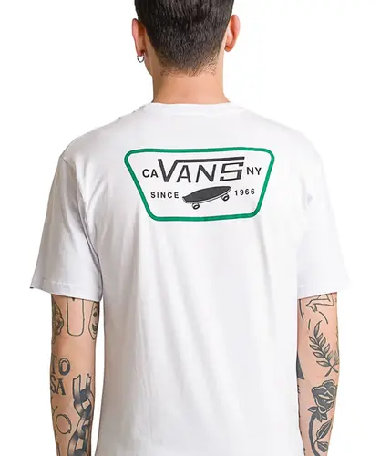 Camiseta Vans Full Patch Back SS Tee White Black Verdant Green