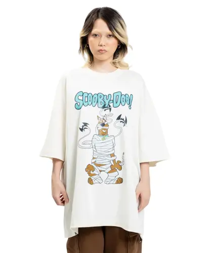 Camiseta Maxi Over Tied Baw x Scooby Doo Off White