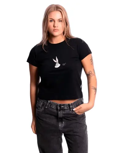 Camiseta Baby Look Fit BAW Looney Tunes - Preto