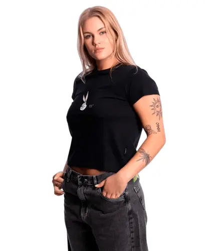 Camiseta Baby Look Fit BAW Looney Tunes - Preto