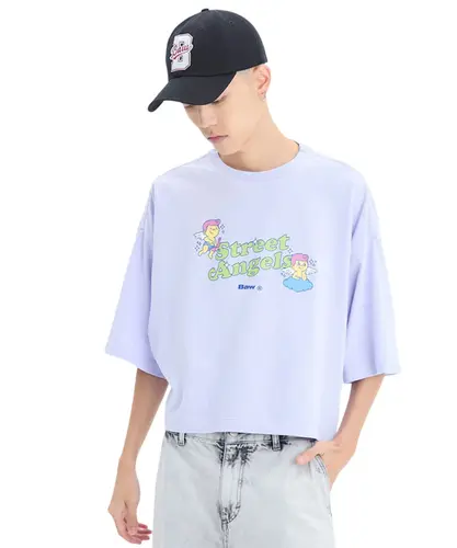 Camiseta Baw Boxy Street Angel Lilás