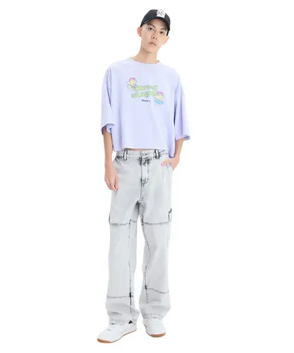 Camiseta Baw Boxy Street Angel Lilás