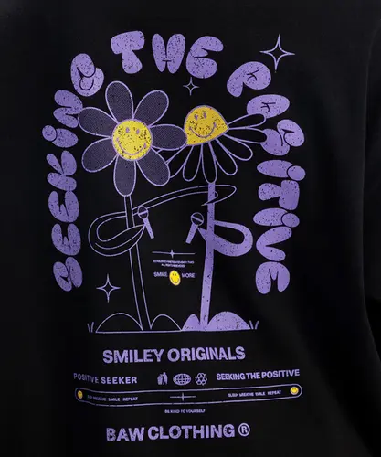 Camiseta Baw New Over X Smiley Positive Preto