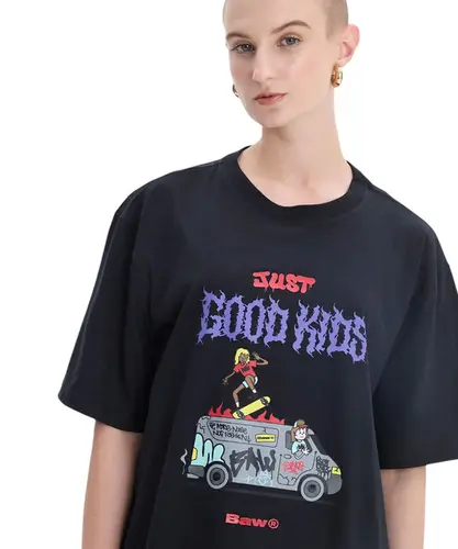 Camiseta Baw Regular Just Good Kids Preto