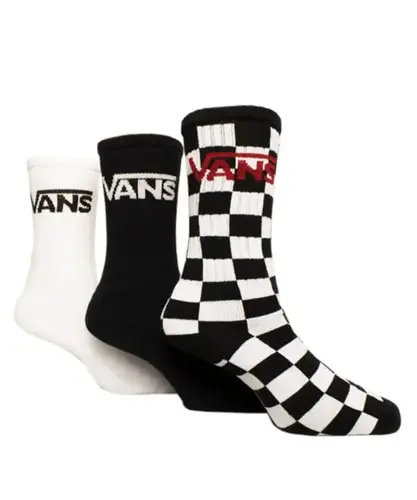 Meia Vans Classic Crew Kit 3 Pares Black Checkerboard