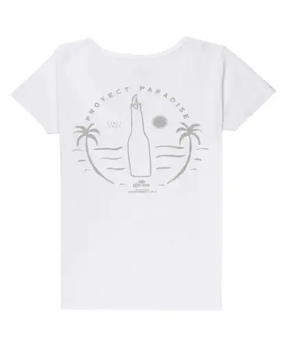 Camiseta Feminina Corona Paradise Palms Branco - Outlet