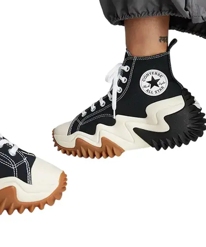 Tênis Converse Run Star Motion Hi Canvas Platform Black White Gum