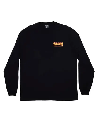 Camiseta M/L Thrasher X Santa Cruz  - Preto
