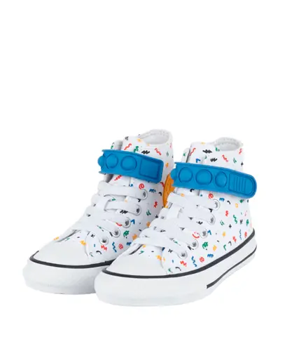 Tênis Converse Kids Chuck Taylor All Star Hi Bubble Strap Polka Doodle Branco Vermelho Forte