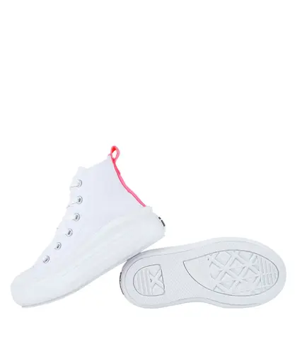 Tênis Converse Kids Chuck Taylor All Star Move Hi Branco Rosa Neon