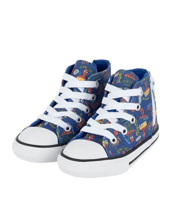 Tênis Converse Kids Ct As Side Zip Hi Disney Homem Aranha Azul
