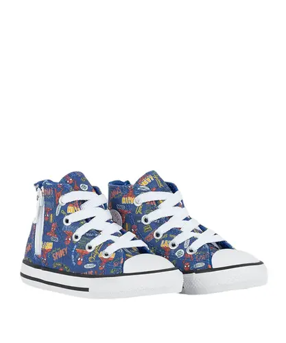 Tênis Converse Kids Ct As Side Zip Hi Disney Homem Aranha Azul
