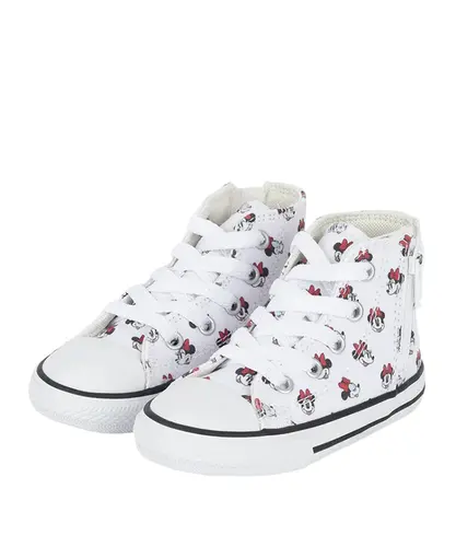 Tênis Converse Kids Chuck Taylor Side Zip Hi Disney Minnie Branco Preto