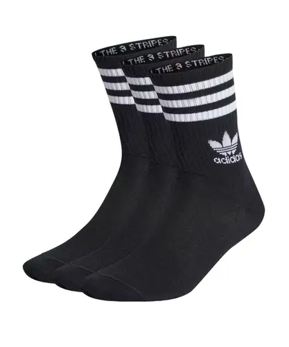 Meias Adidas 3-stripes Cano Médio 3 Pares - Preto