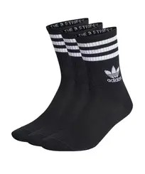 Meias Adidas 3-stripes Cano Médio 3 Pares - Preto