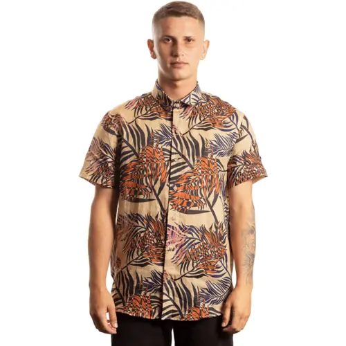 CAMISA M/C PALM LEAVES