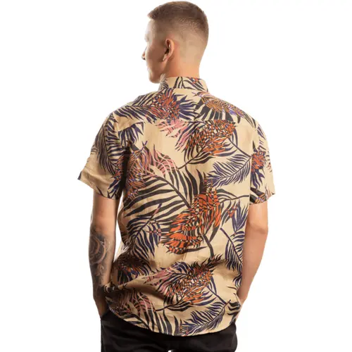 CAMISA M/C PALM LEAVES
