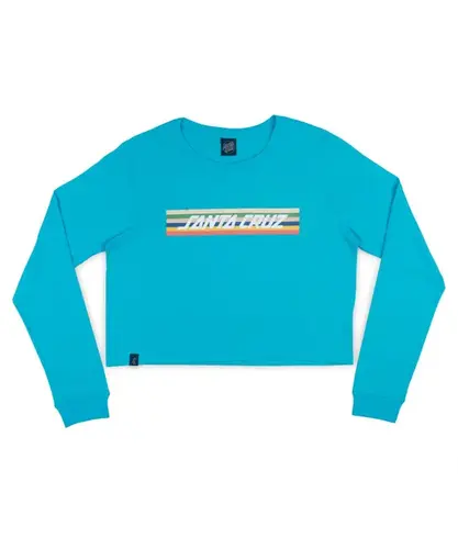 Cropped Santa Cruz Manga Longa Stripe Strip Azul